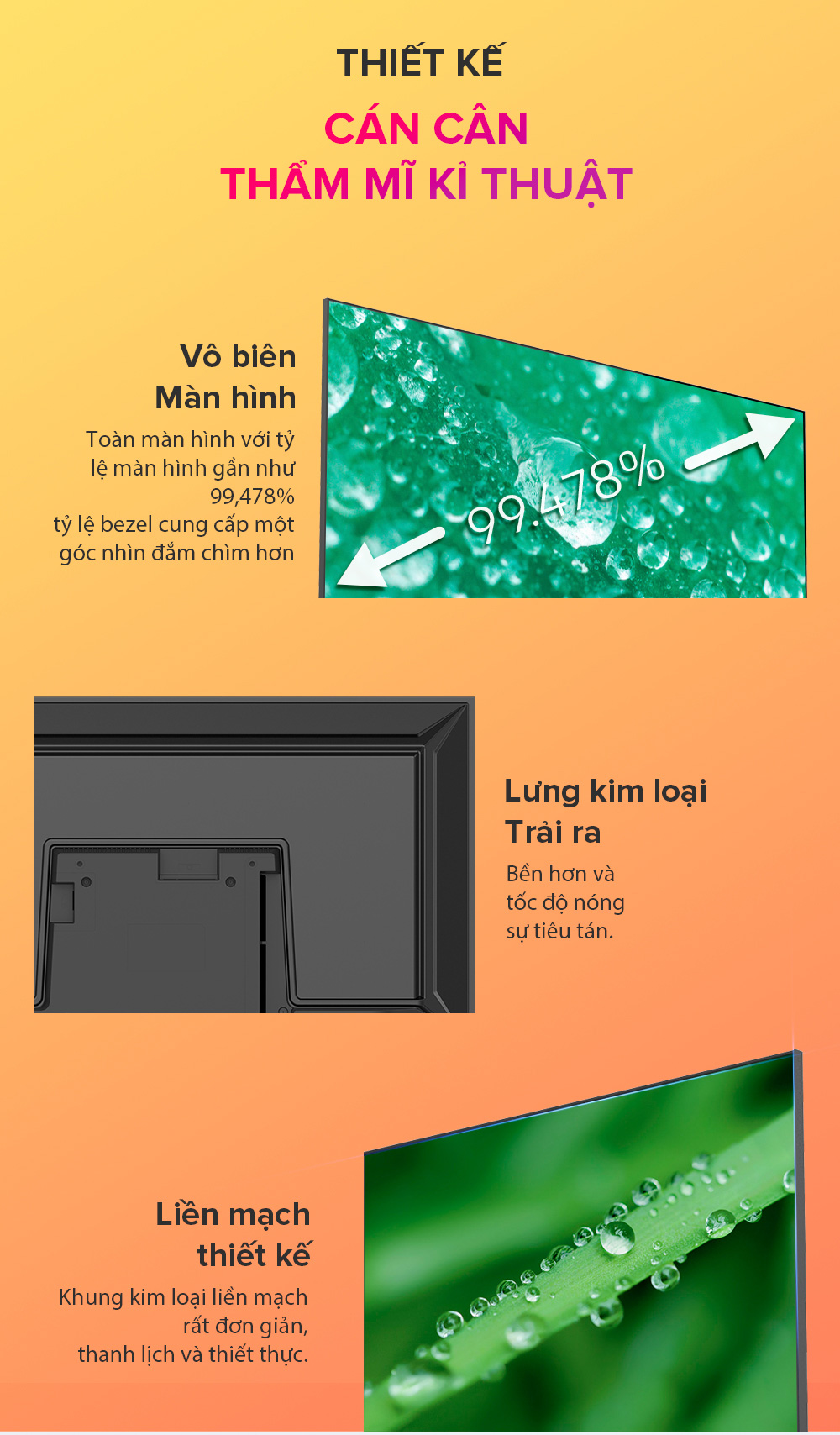 smart tv HD Coocaa 32 inch Wifi model 32S3U có thiết kế tràn viền siêu thực