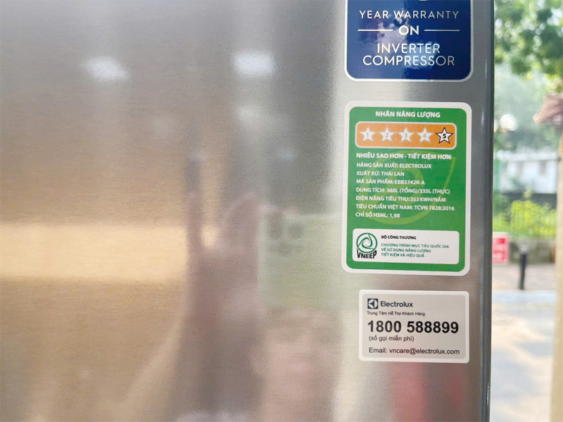 Nhãn năng lượng tủ lạnh Electrolux Inverter 335 lít EBB3742K-A Nhãn năng lượng tủ lạnh Electrolux Inverter 335 lít EBB3742K-A