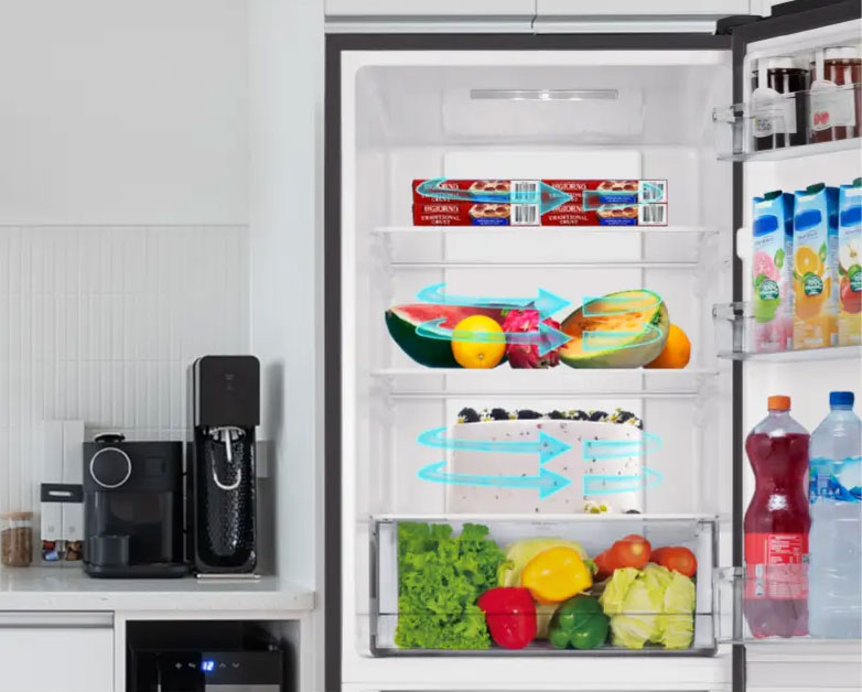 Tủ lạnh AQUA Inverter 350 lít AQR-B390MA(HB) Công nghệ làm lạnh đa chiều 360 độ