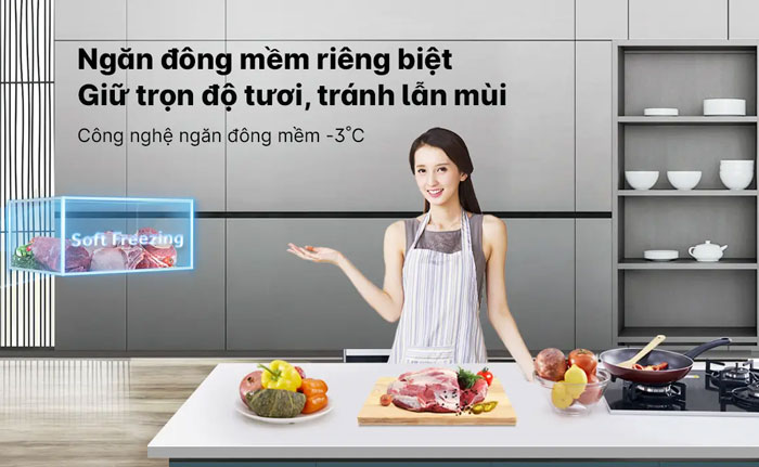 Tủ lạnh AQUA Inverter 350 lít AQR-B390MA(HB) Ngăn đông mềm Soft Freezing