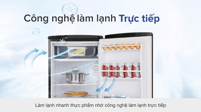 Tủ lạnh Aqua AQR-D99FA (BS) 90 lít sử dụng công nghệ làm lạnh trực tiếp