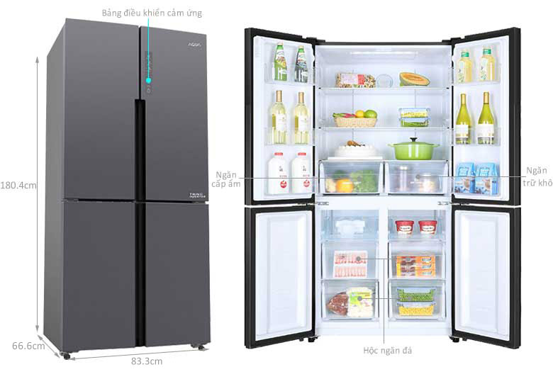 Tủ lạnh Aqua Inverter 456 lít AQR-M530EM (SLB)