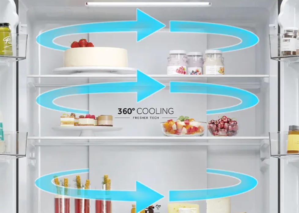 Tủ lạnh Aqua 4 cửa AQR-M532XA(CBC) ứng dụng công nghệ làm lạnh đa chiều 360