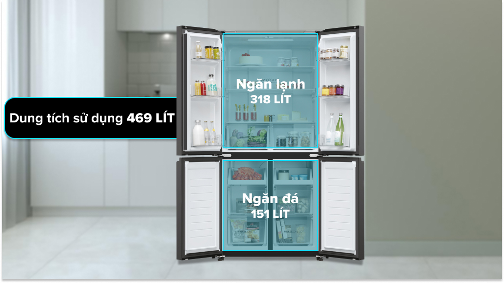 Tủ lạnh Aqua 469 lít Multi Door AQR-M536XA(SL)