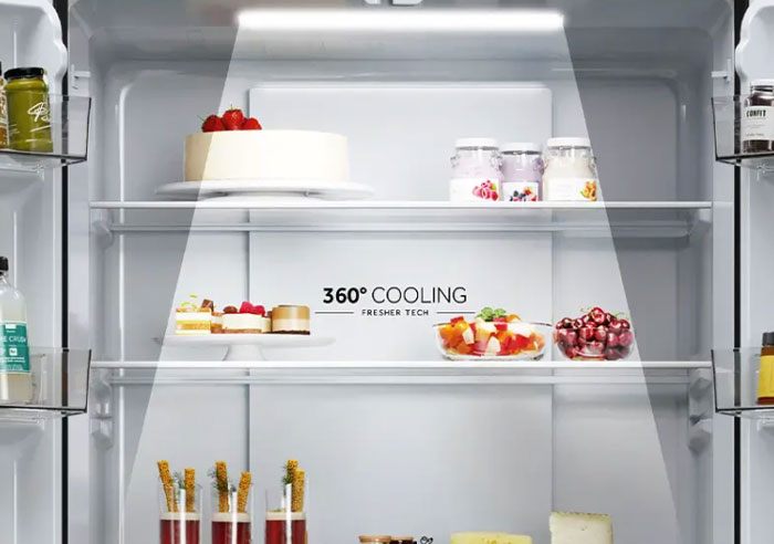 Tủ lạnh AQUA Inverter 469 lít AQR-M560XA(GL) Hệ thống đèn LED chiếu sáng đầy tiện ích