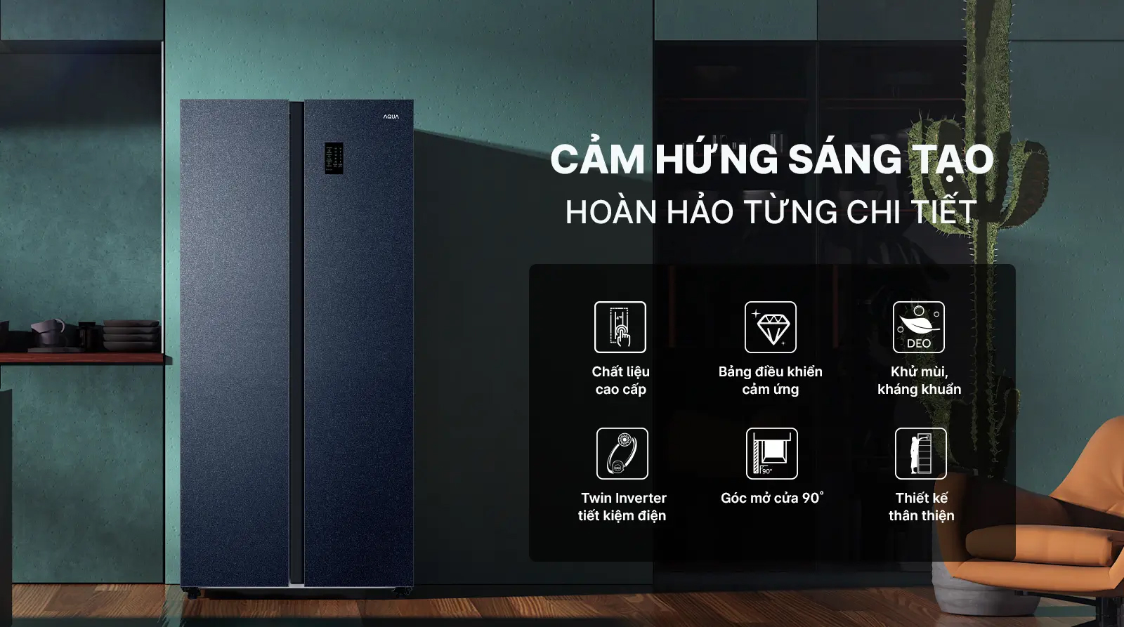 Tủ lạnh Aqua Inverter 490 lít AQR-S552XA(CBC)