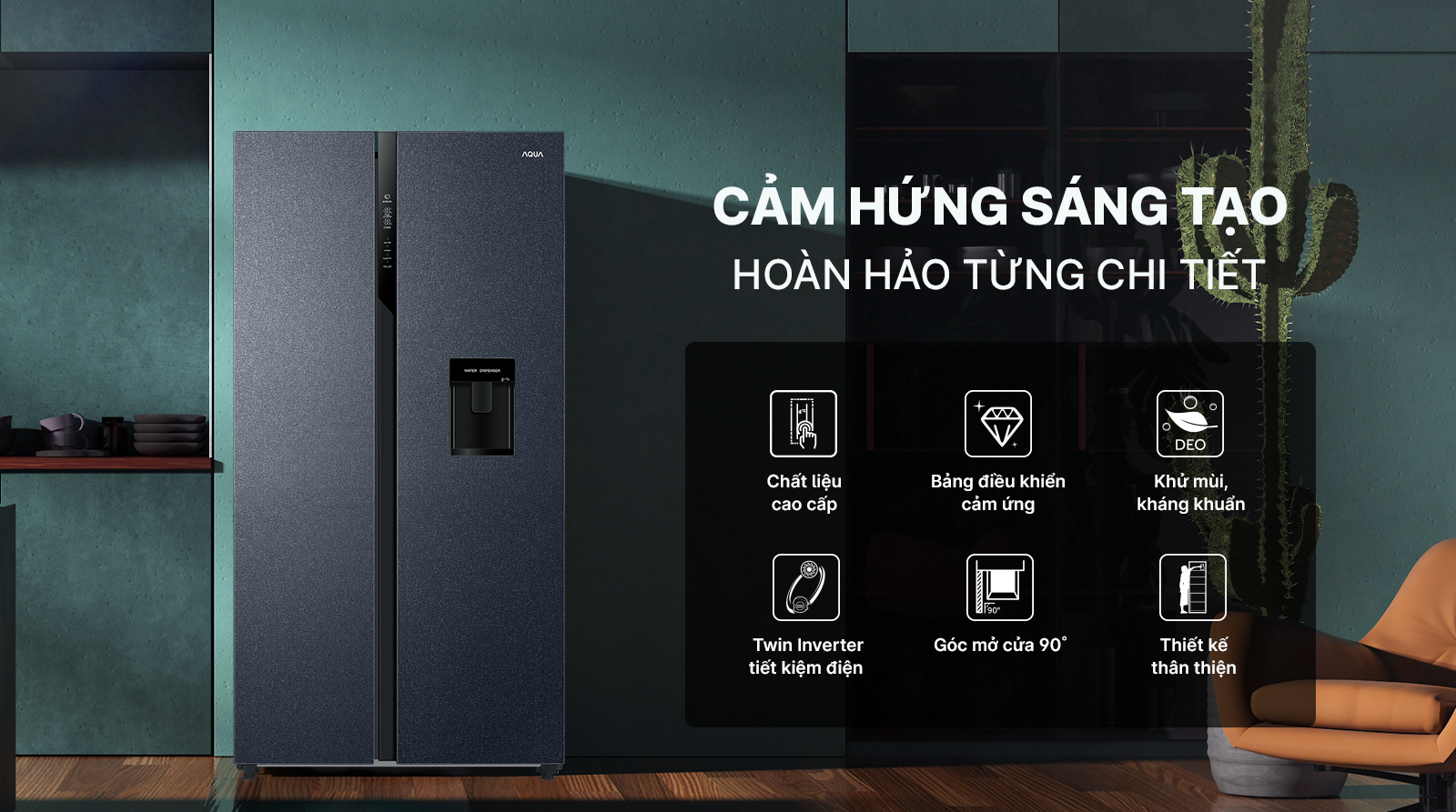 Tủ lạnh Aqua Inverter 550 lít AQR-S612XA(WCB)