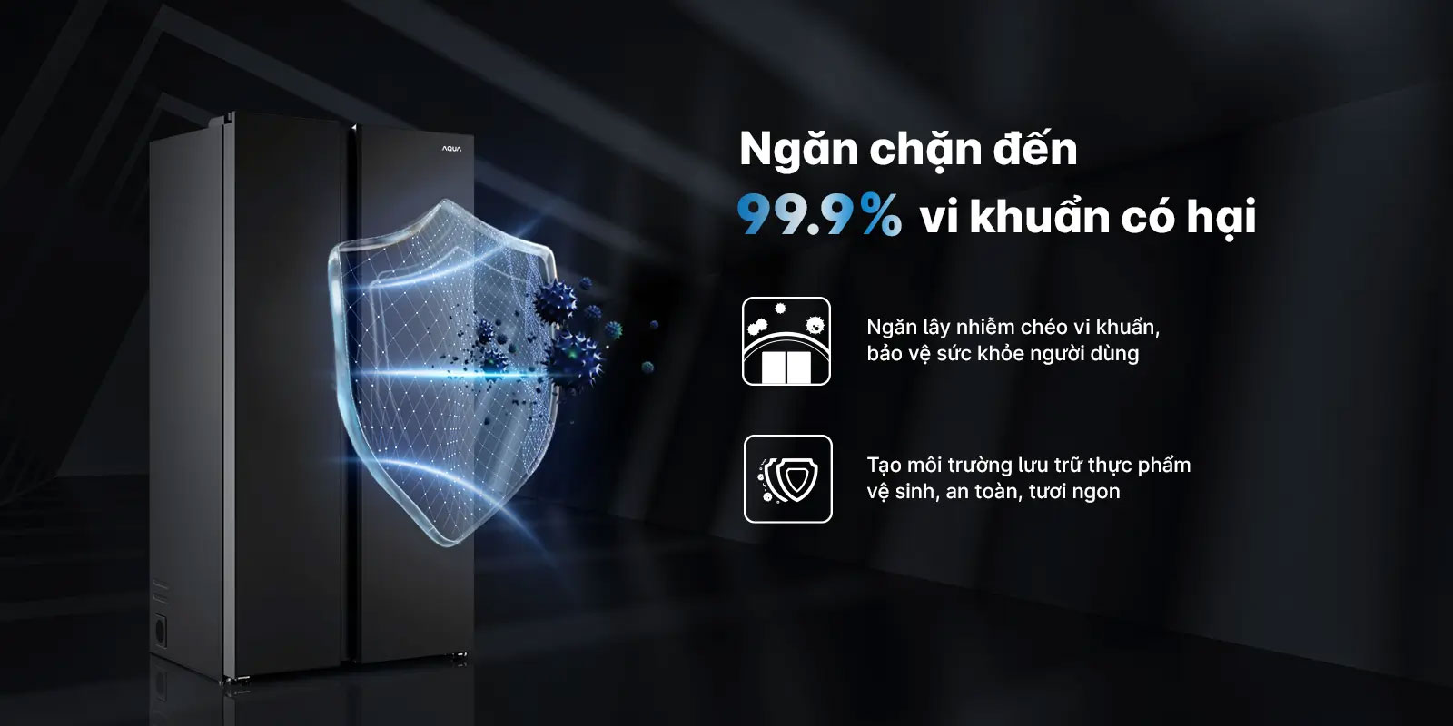 Tủ lạnh side by side Aqua 646 lít AQR-S682XA(BL)