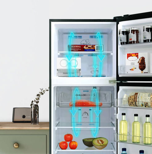 Tủ lạnh Aqua Inverter 333 lít AQR-T352FA(FB) sử dụng công nghệ làm lạnh đa chiều