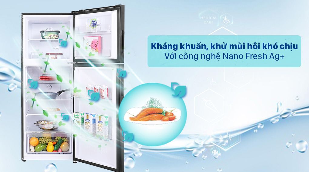 tủ lạnh AQR-T238FA (FB) trang bị công nghệ khử mùi, diệt khuẩn hiện đại Tủ lạnh Aqua Inverter 211 lít AQR-T238FA (FB) trang bị công nghệ khử mùi, diệt khuẩn hiện đại