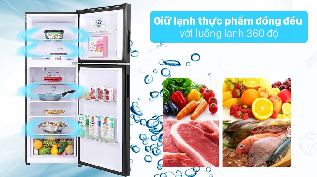 tủ lạnh 2 cánh AQUA T238FA ứng dụng công nghệ làm lạnh đa chiều Tủ lạnh Aqua Inverter 211 lít AQR-T238FA (FB) ứng dụng công nghệ làm lạnh đa chiều