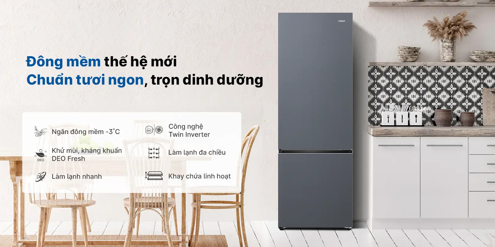 Tủ lạnh Aqua Inverter 292 lít AQR-B360MA(SLB) Tủ lạnh Aqua Inverter 292 lít AQR-B360MA(SLB)