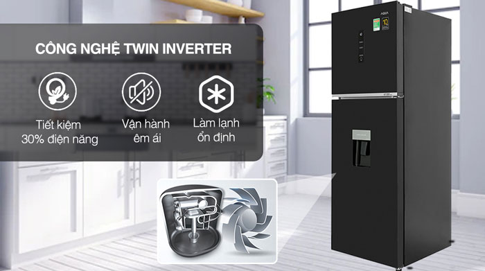 Tủ lạnh 2 cánh AQR-T369FA được trang bị công nghệ Inverter Tủ lạnh Aqua Inverter 318 lít AQR-T369FA (WGB) được trang bị công nghệ Inverter
