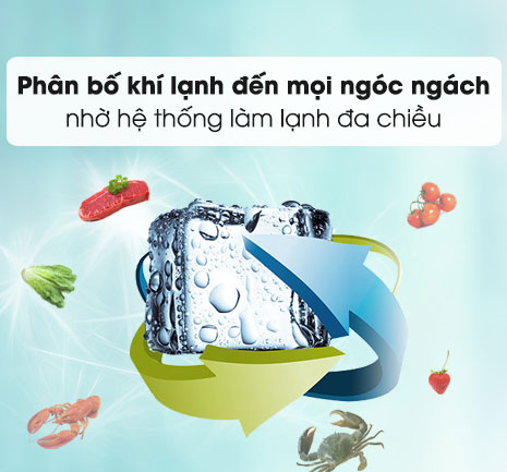 tủ lạnh AQUA T369FA sở hữu hệ thống làm lạnh đa chiều Tủ lạnh Aqua Inverter 318 lít AQR-T369FA (WGB) sở hữu hệ thống làm lạnh đa chiều