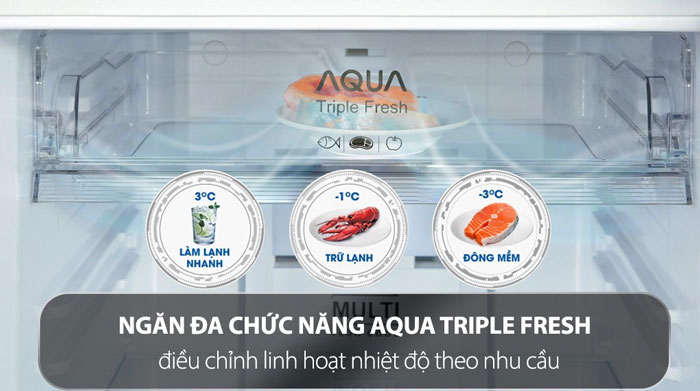 Tủ lạnh AQUA T369FA còn được tích hợp ngăn chứa AQUA Triple Fresh đặc biệt Tủ lạnh Aqua Inverter 318 lít AQR-T369FA (WGB) còn được tích hợp ngăn chứa AQUA Triple Fresh đặc biệt