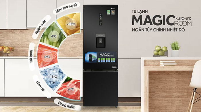 tủ lạnh AQUA Inverter 320 lít AQR IW378EB BS được tích hợp ngăn Magic Room có khả năng chuyển đổi chế độ linh hoạt Tủ lạnh AQUA Inverter 320 lít AQR-IW378EB (BS)