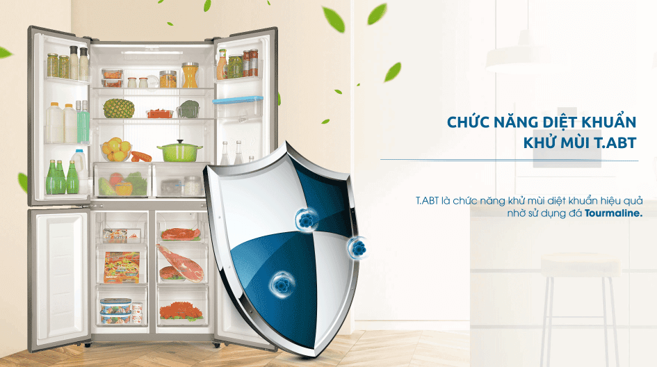 Tủ lạnh Aqua Inverter 456 lít AQR-IGW525EM (GB)  ứng dụng công nghệ T.ABT kháng khuẩn khử mùi thông minh