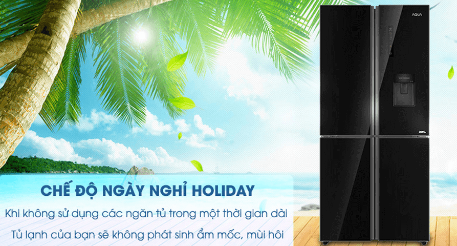 Tủ lạnh Aqua Inverter 456 lít AQR-IGW525EM (GB)có chế độ ngày nghỉ Holiday chống mốc, tiết kiệm điện
