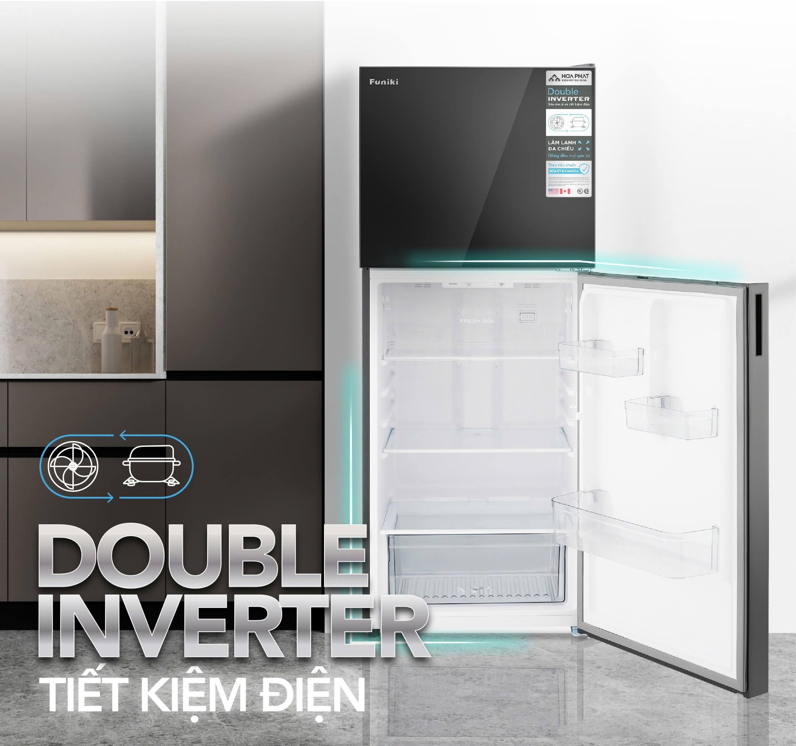 Tủ lạnh cánh kính Funiki Inverter HR T8286GB