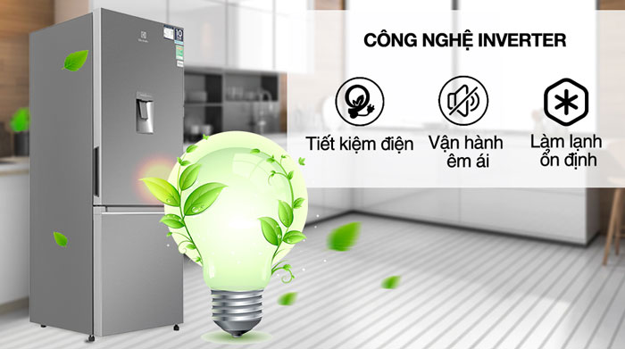 Tủ lạnh Electrolux Inverter 308 lít EBB3442K-A tiết kiệm điện năng hiệu quả