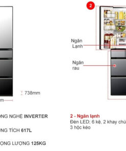 Tủ lạnh Hitachi Inverter 617 lít R-HW620RV X