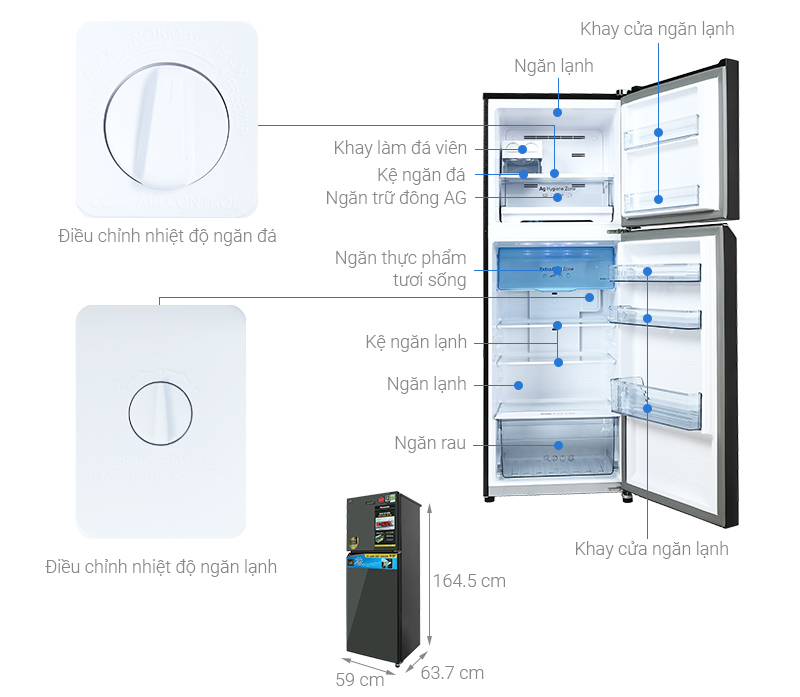 Tủ lạnh Panasonic Inverter 306L NR-TV341VGMV