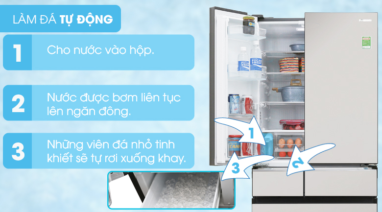 Ngăn làm đá tự động tách biệt, đảm bảo chất lượng đá sạch