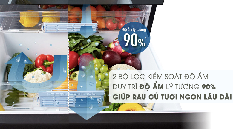 Ngăn rau củ riêng biệt có dung tích lớn