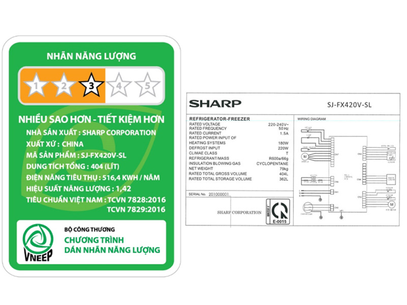 Tủ lạnh Sharp Inverter 404 lít SJ-FX420V-SL