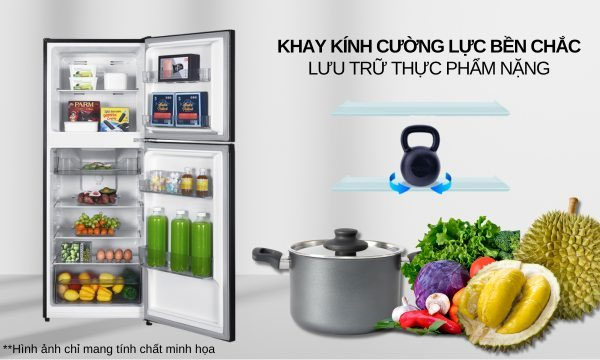 Sharp SJ-X215V-DG có hệ thống khay kệ có thể di chuyển và chịu lực tốt