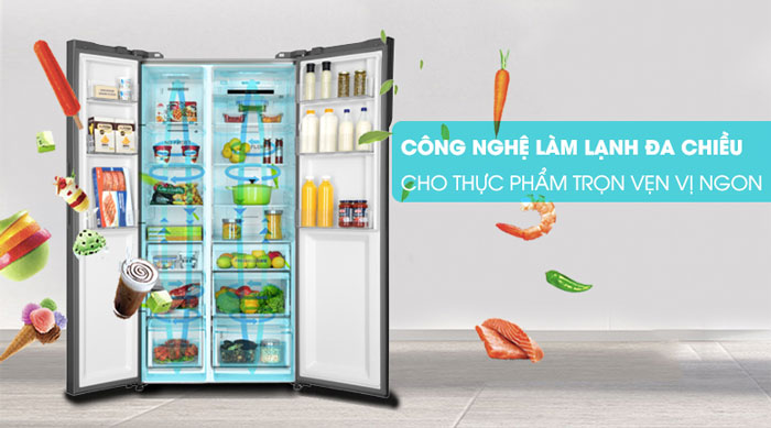 Tủ lạnh Side By Side Aqua AQR-IG696FS (GB) 576 lít sở hữu công nghệ làm lạnh đa chiều