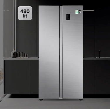 Tủ lạnh side by side Aqua 480 lít AQR-S480XA (SG) có thiết kế sang trọng, đẹp mắt