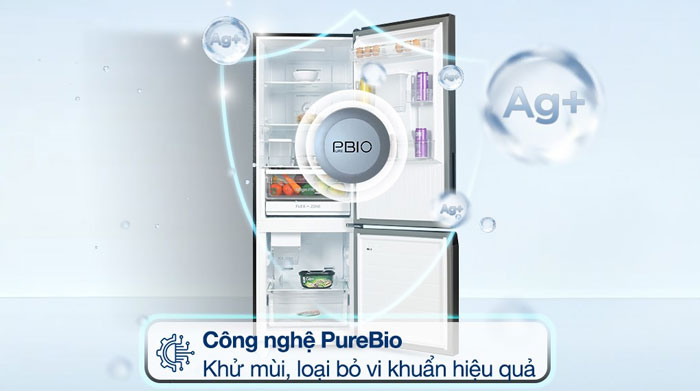 Tủ lạnh Toshiba Inverter 2 cánh GR-RB405WEA-PMV(06)-MG còn được ứng dụng công nghệ PureBio hiện đại giúp kháng khuẩn, khử mùi Tủ lạnh Toshiba Inverter 2 cánh GR-RB405WEA-PMV(06)-MG còn được ứng dụng công nghệ PureBio hiện đại giúp kháng khuẩn, khử mùi