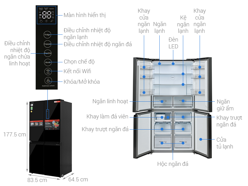 Tủ lạnh Toshiba Inverter Multi Door GR-RF611WI-PGV(22)-XK