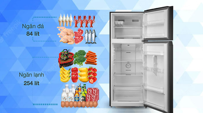 tủ lạnh GR RT468WE PMV58 MM Toshiba sở hữu dung tích lớn