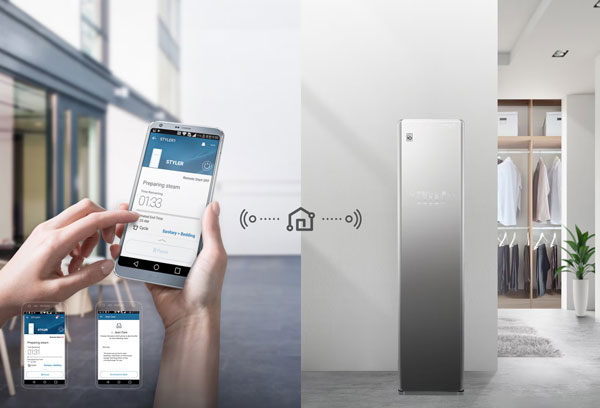 Tủ sấy chăm sóc quần áo thông minh LG Styler S5MB dễ dàng kết nối với điện thoại bằng Wifi