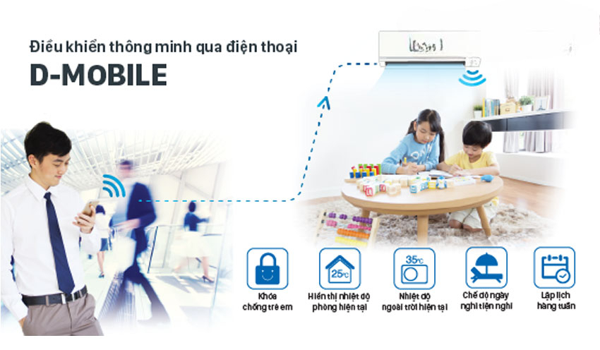 Kết nối Wi-Fi, điều khiển từ xa qua ứng dụng điện thoại