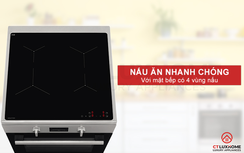 Nấu ăn nhanh chóng với mặt bếp có 4 vùng nấu