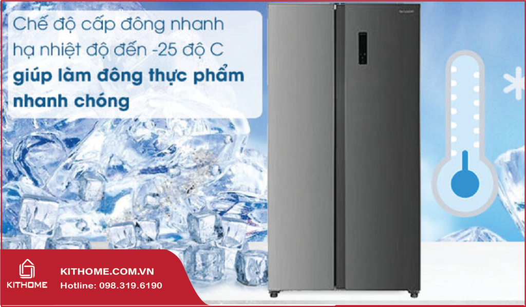 Tủ lạnh Sharp SJ-SBX530V-S giúp cấp đông nhanh