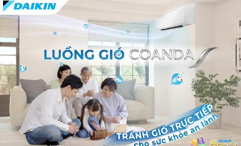 Đảo gió 4 chiều, luồng gió mát lạnh Coanda Đảo gió 4 chiều, luồng gió mát lạnh Coanda
