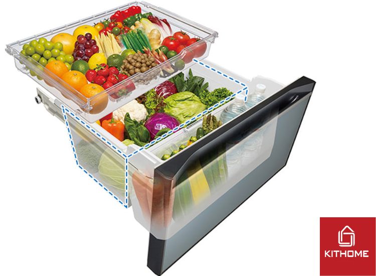 Ngăn Aero-care giúp duy trì độ ẩm, đảm bảo cho rau củ luôn tươi xanh