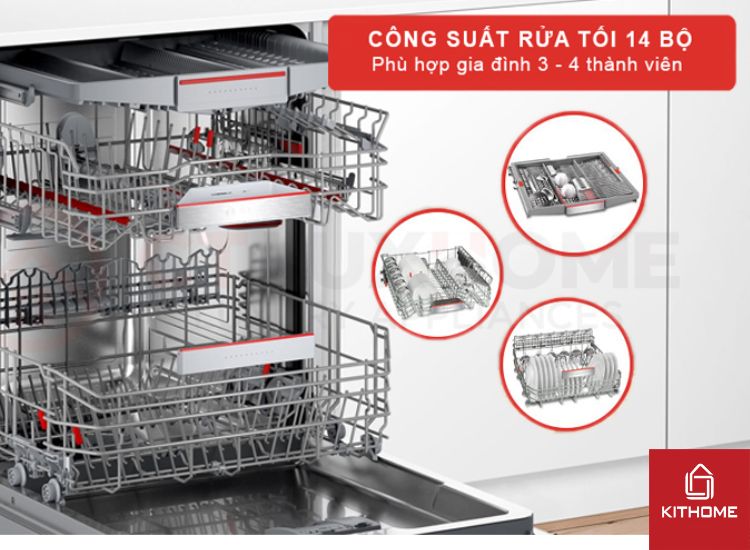 MÁY RỬA BÁT BÁN ÂM BOSCH SMU6ECS57E SERIE 6 14 BỘ