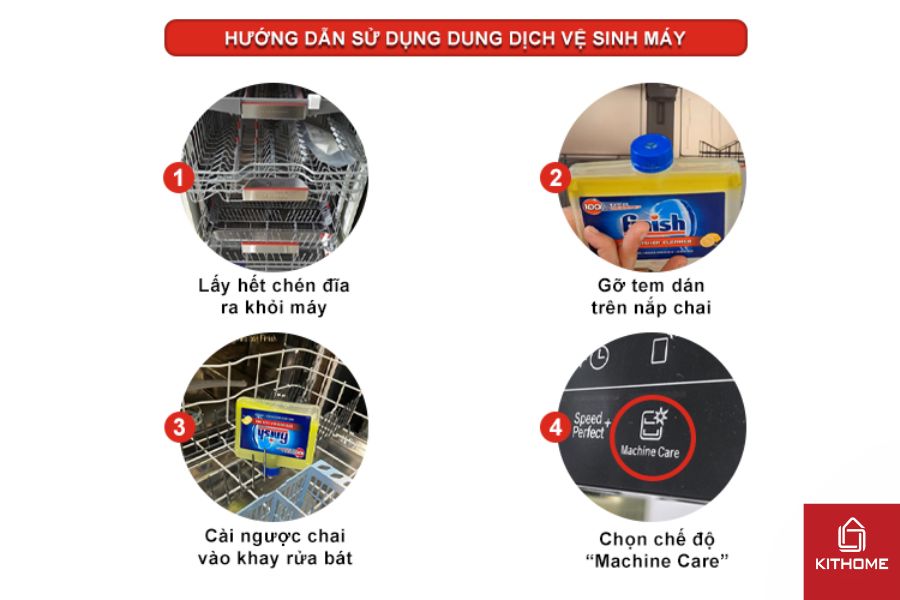 Cách sử dụng dung dịch vệ sinh cho máy rửa bát