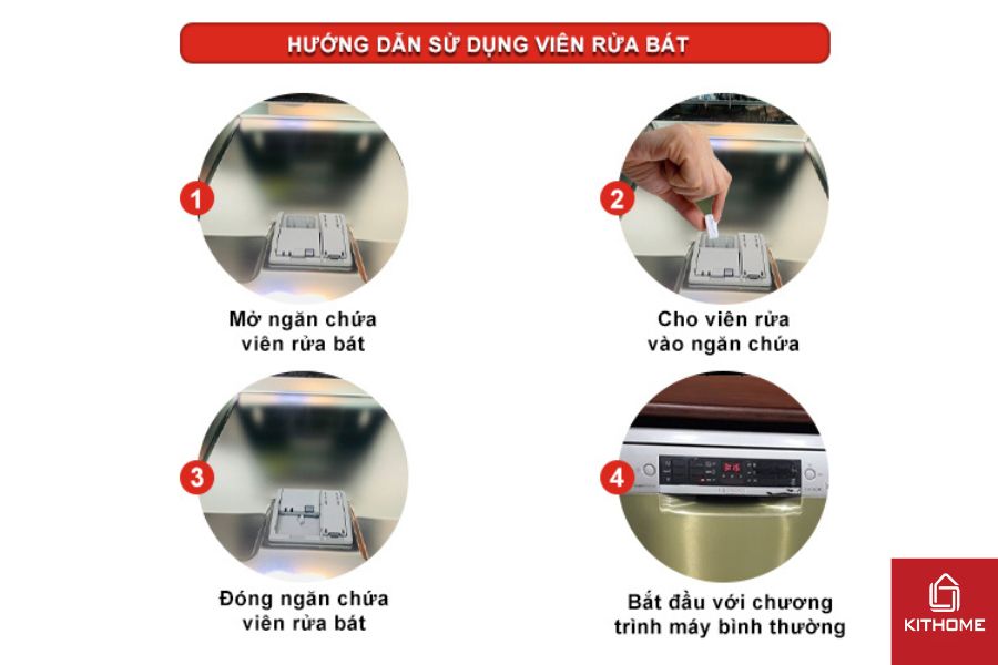 Hướng dẫn sử dụng viên rửa bát đúng cách nhất.