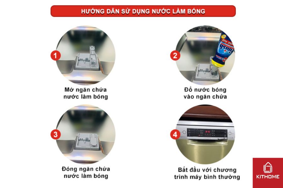 Các bước cho nước làm bóng vào máy rửa chén đúng chuẩn nhất.