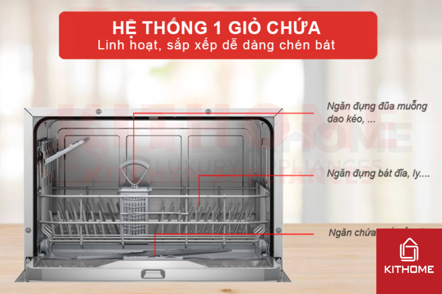 Máy rửa chén 6 bộ Bosch SKS62E32EU có kích thước nhỏ gọn