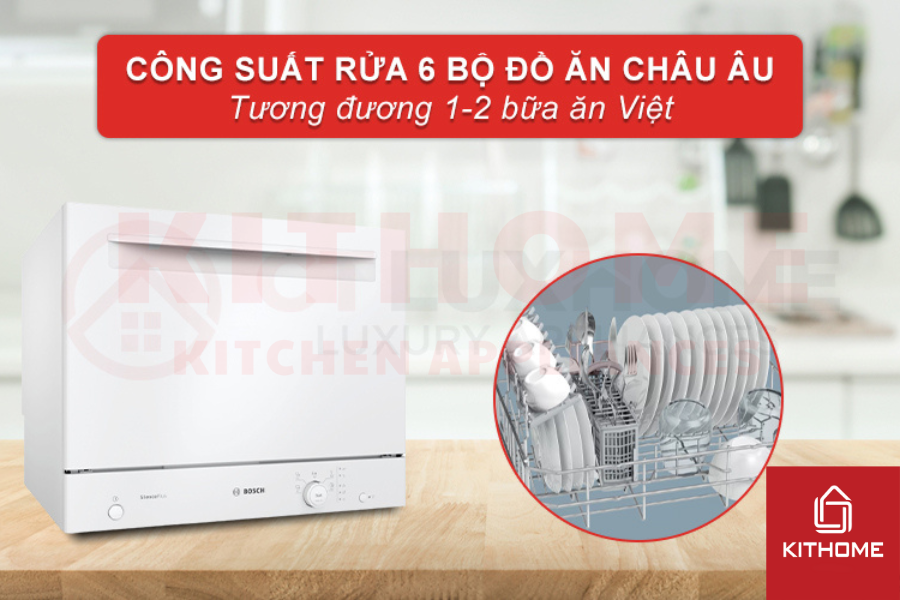 Công suất rửa của máy rửa chén SKS51E32EU đạt 6 bộ