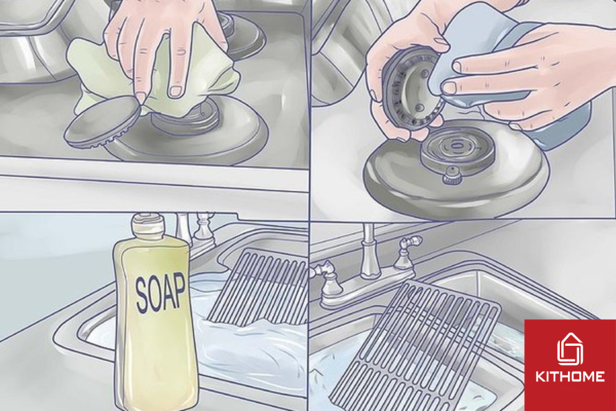 Lau chùi nếu muối đổ ra bên ngoài phễu.