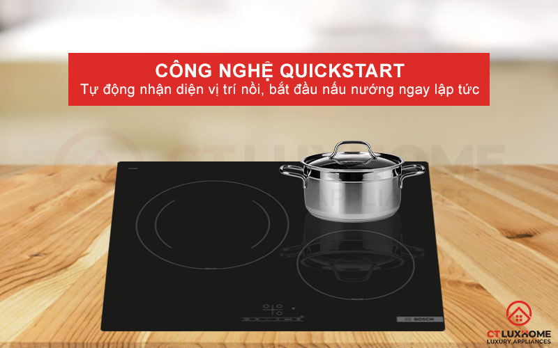 Chức năng QuickStart tự động nhận diện vị trí nồi để bắt đầu nấu nướng.