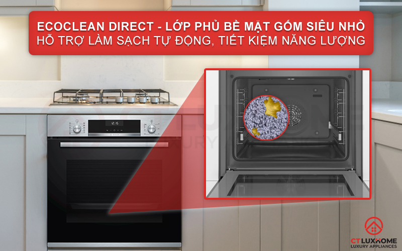 Lớp phủ EcoClean Direct đặc biệt giúp bạn làm sạch lò dễ dàng
